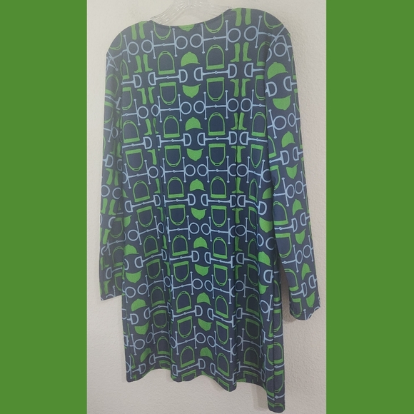 Haley & The Hound Equestrian Print Long Sleeve Dress Sz Medium - Picture 3 of 7
